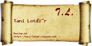 Tani Lotár névjegykártya